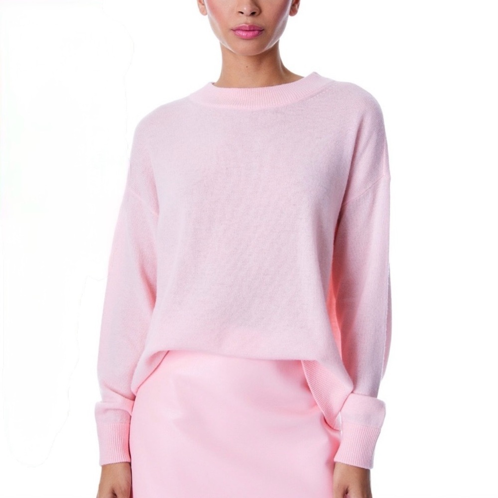 Alice + Olivia Fila Pink Wool & Cashmere Blend Crewneck Pullover Sweater NWOT